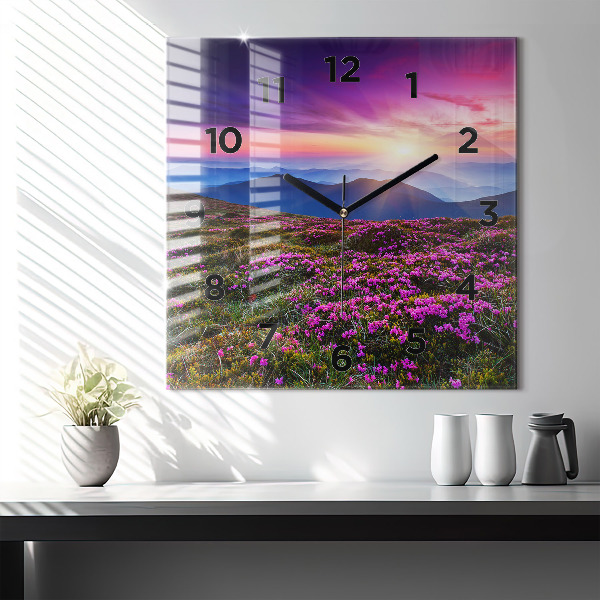 Reloj de pared cuadrado Flores al amanecer