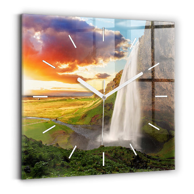 Reloj de pared cuadrado Cascada en Islandia