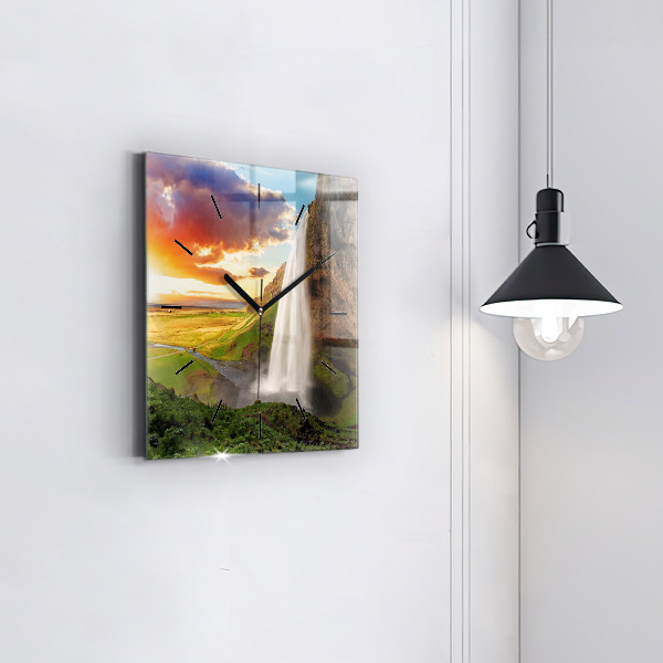 Reloj de pared cuadrado Cascada en Islandia