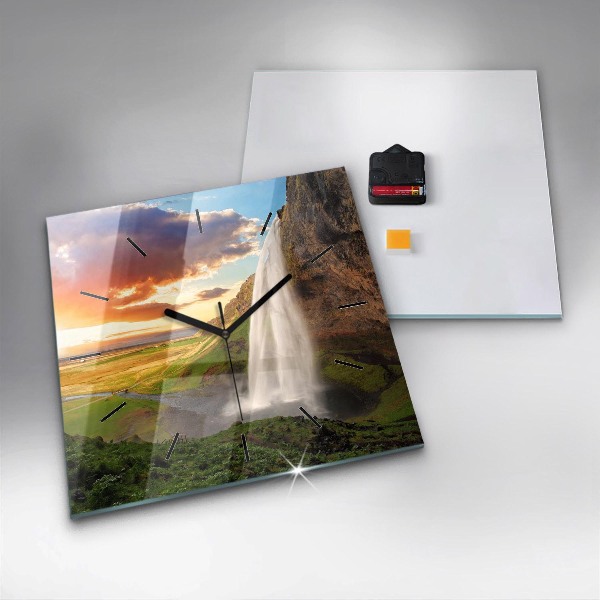 Reloj de pared cuadrado Cascada en Islandia