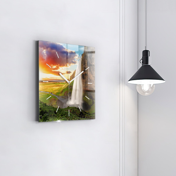 Reloj de pared cuadrado Cascada en Islandia