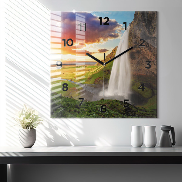 Reloj de pared cuadrado Cascada en Islandia