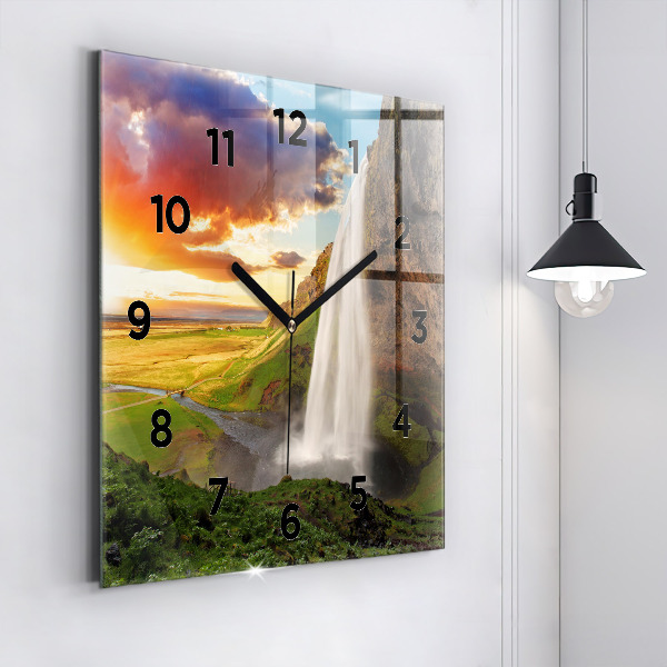 Reloj de pared cuadrado Cascada en Islandia