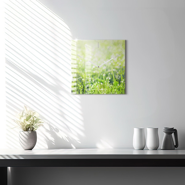 Reloj cuadrado Hierba verde