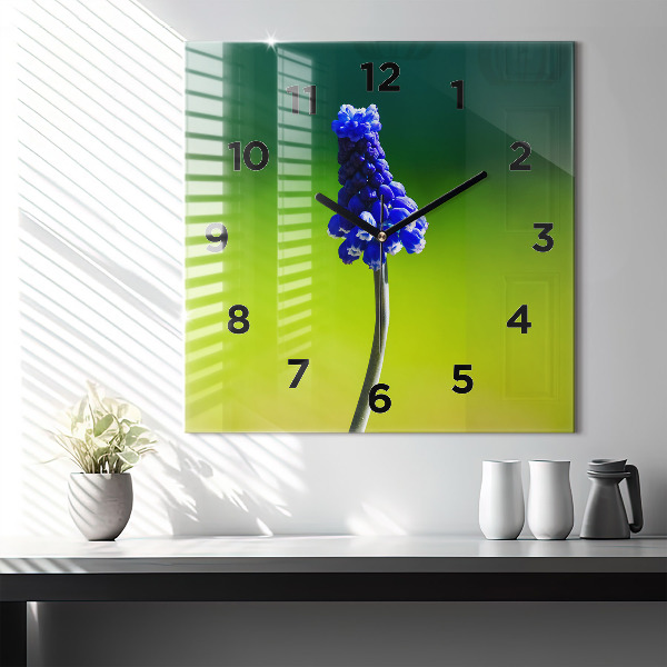 Reloj cuadrado Flores azules