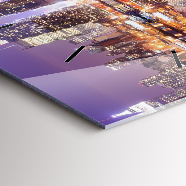 Reloj de pared cuadrado Nueva York de noche