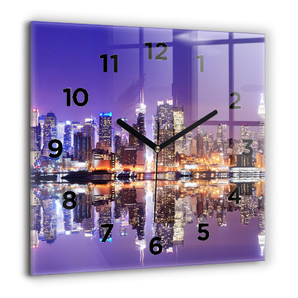 Reloj de pared cuadrado Nueva York de noche