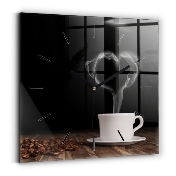 Reloj cuadrado Taza de café caliente