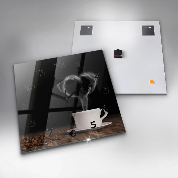 Reloj cuadrado Taza de café caliente