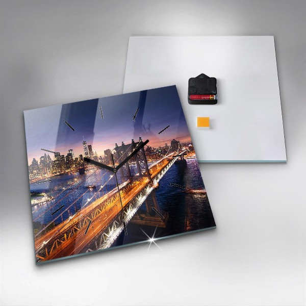 Reloj de pared cuadrado Nueva York y la puesta de sol