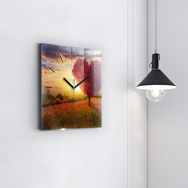 Reloj cuadrado Árbol corazón de amor