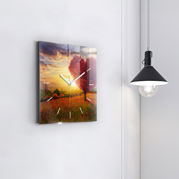 Reloj cuadrado Árbol corazón de amor