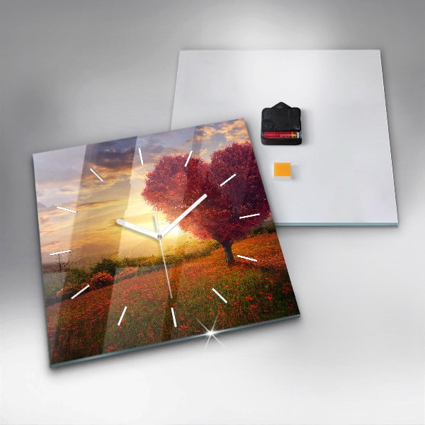 Reloj cuadrado Árbol corazón de amor