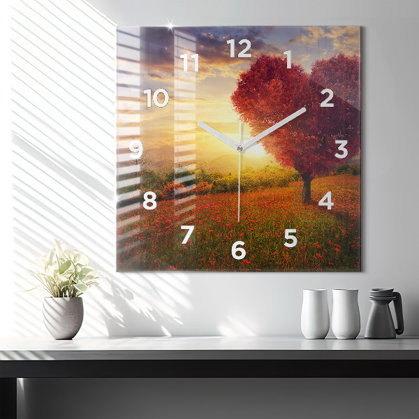 Reloj cuadrado Árbol corazón de amor