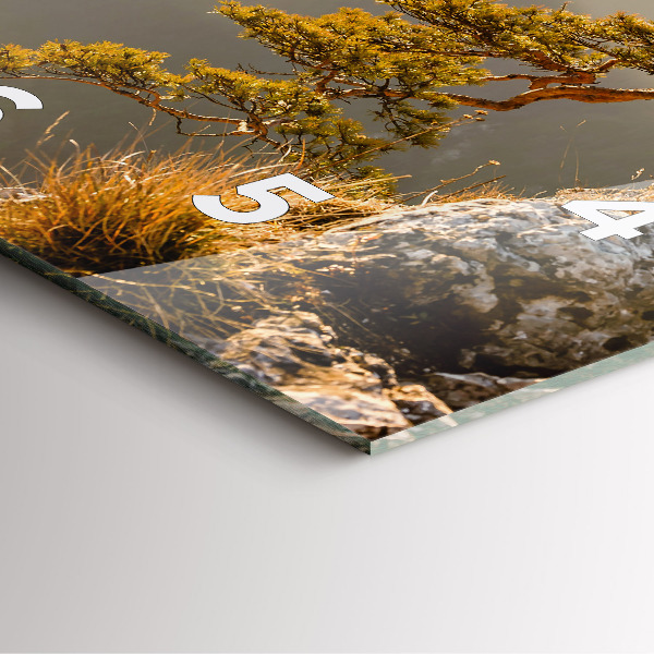 Reloj de pared cuadrado Árbol en la montaña