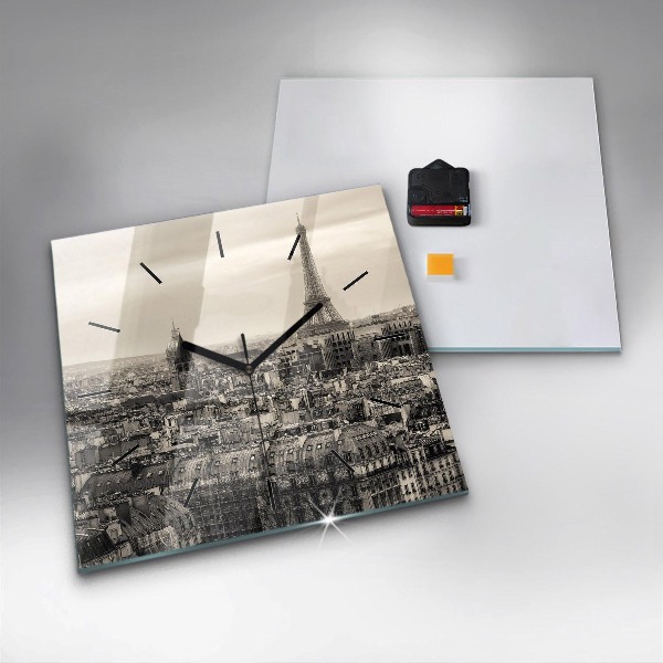Reloj de pared cuadrado Paisaje panorámico de París