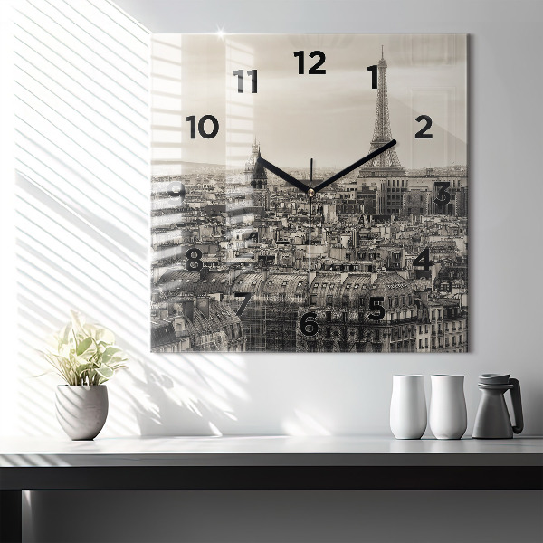 Reloj de pared cuadrado Paisaje panorámico de París