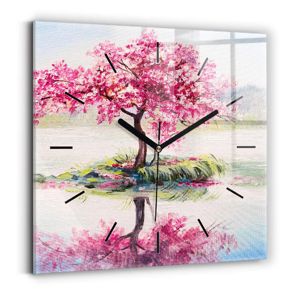 Reloj cuadrado Mosaico de árboles