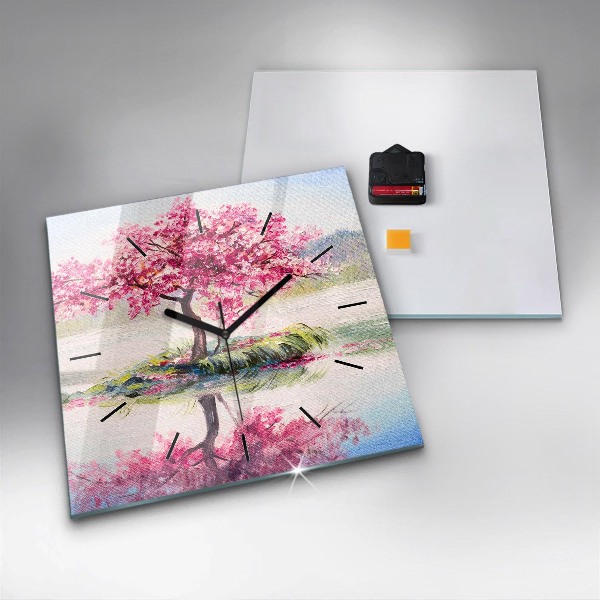 Reloj cuadrado Mosaico de árboles