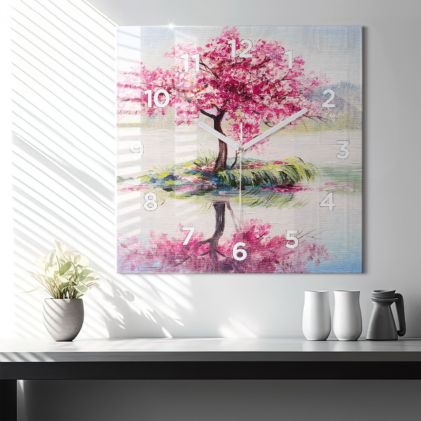 Reloj cuadrado Mosaico de árboles