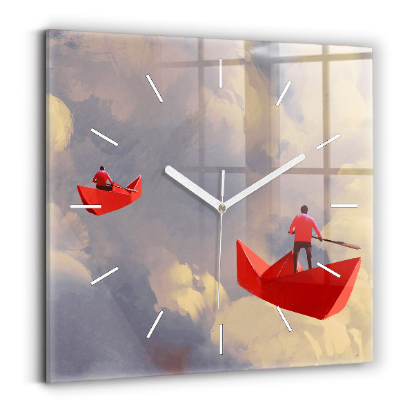 Reloj de pared cuadrado Barcos de papel