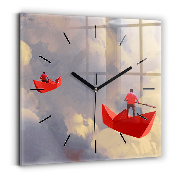 Reloj de pared cuadrado Barcos de papel
