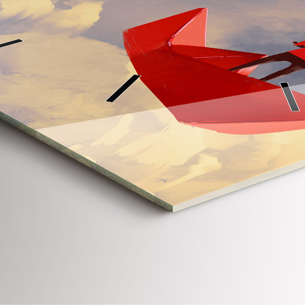 Reloj de pared cuadrado Barcos de papel