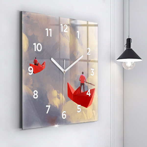 Reloj de pared cuadrado Barcos de papel