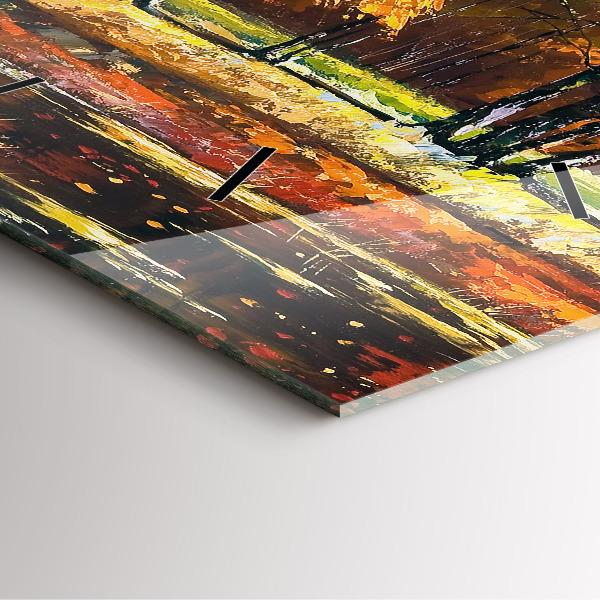 Reloj cuadrado Paisaje otoñal con río