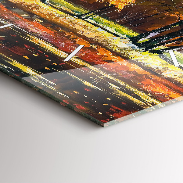 Reloj cuadrado Paisaje otoñal con río