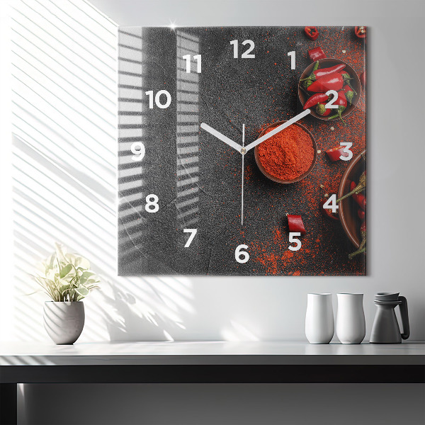 Reloj de pared cuadrado Pimientos rojos