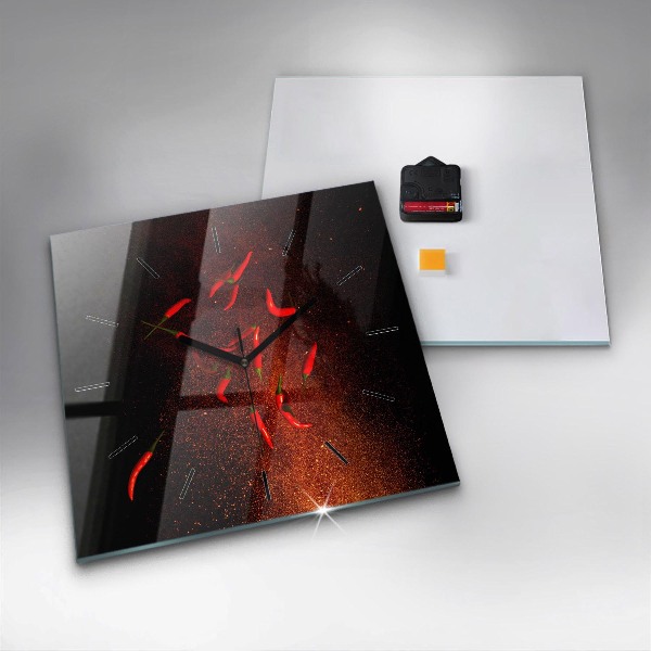 Reloj cuadrado Pimientos picantes