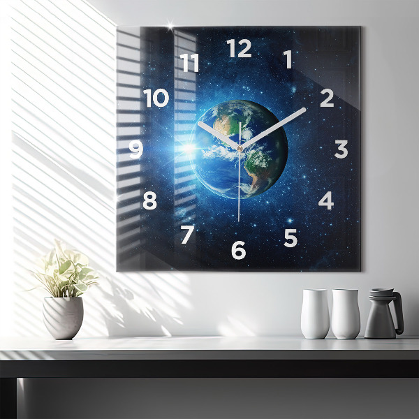 Reloj de pared cuadrado La Tierra y la galaxia - NASA