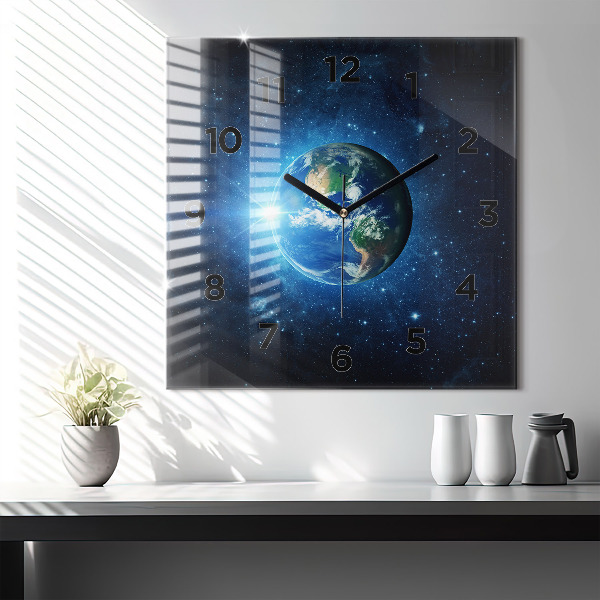 Reloj de pared cuadrado La Tierra y la galaxia - NASA