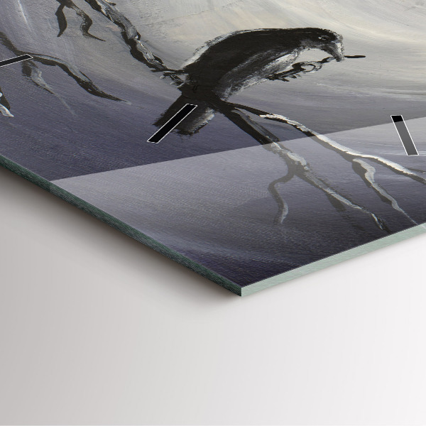 Reloj de pared cuadrado Cuervo a la luz de la luna