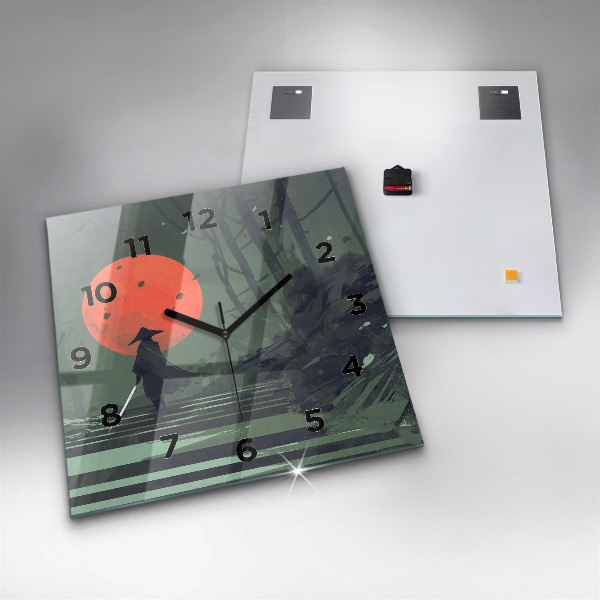 Reloj de pared cuadrado Samurai en el bosque