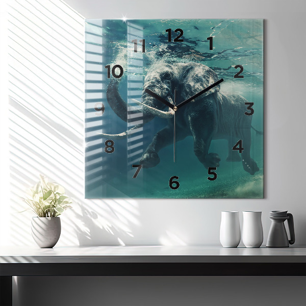 Reloj cuadrado Elefante flotante en el océano