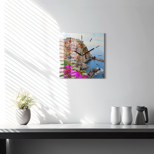Reloj de pared cuadrado Costa de Cinque Terre