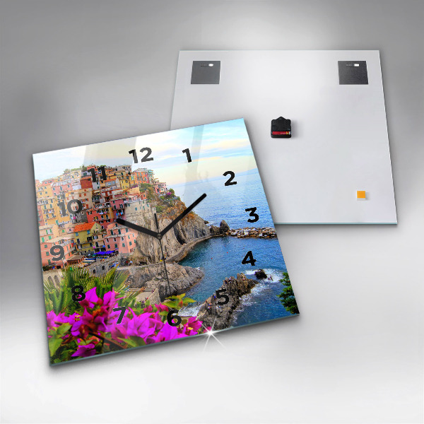 Reloj de pared cuadrado Costa de Cinque Terre
