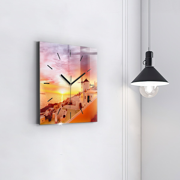 Reloj cuadrado Antiguo molino de viento en Santorini