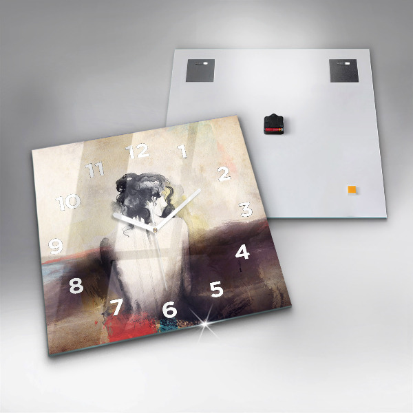 Reloj cuadrado Retrato abstracto de una mujer