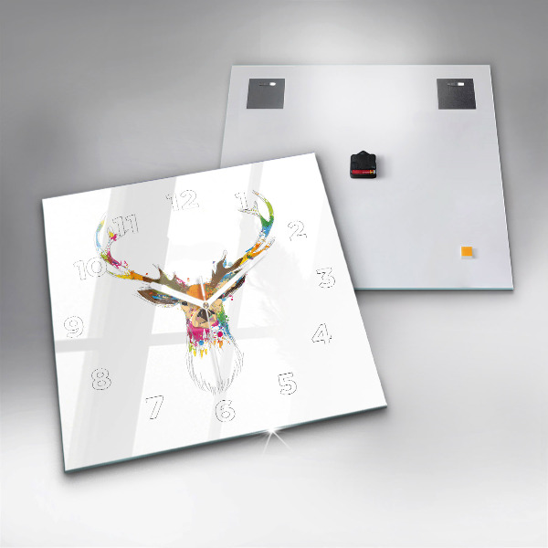 Reloj cuadrado Cabeza de ciervo coloreada