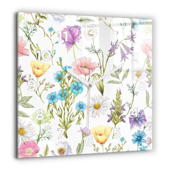 Reloj de pared cuadrado Composición de flores