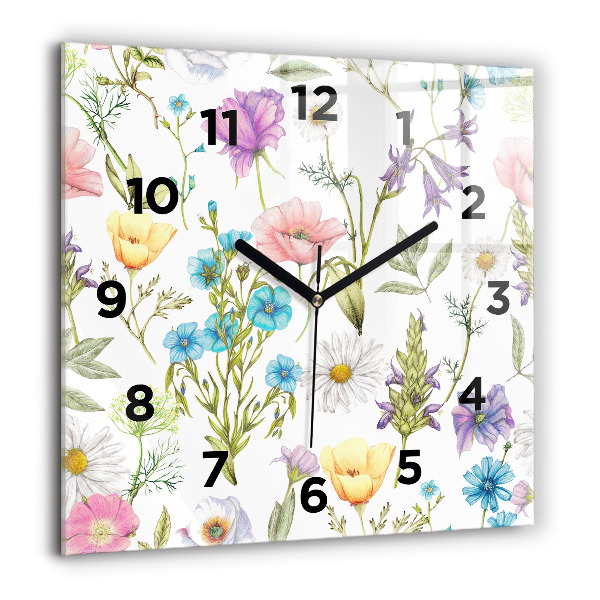Reloj de pared cuadrado Composición de flores