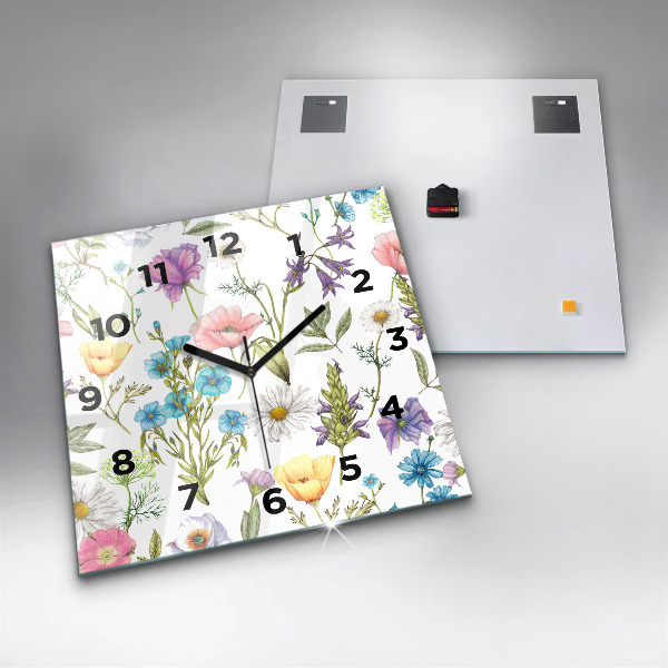 Reloj de pared cuadrado Composición de flores