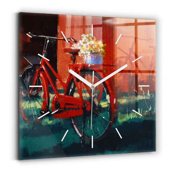 Reloj de pared cuadrado Bicicleta pintada