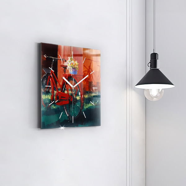 Reloj de pared cuadrado Bicicleta pintada