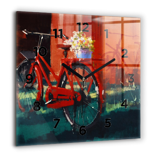 Reloj de pared cuadrado Bicicleta pintada