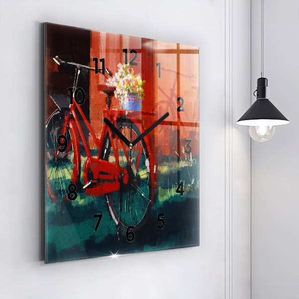 Reloj de pared cuadrado Bicicleta pintada
