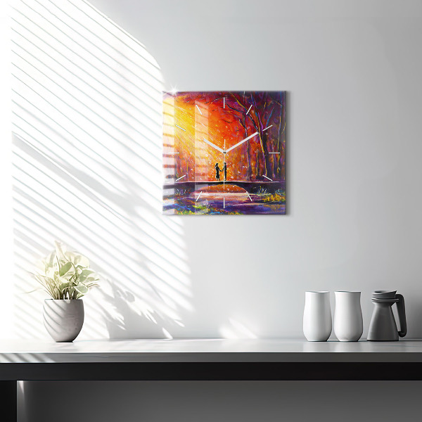 Reloj cuadrado Pareja en el bosque